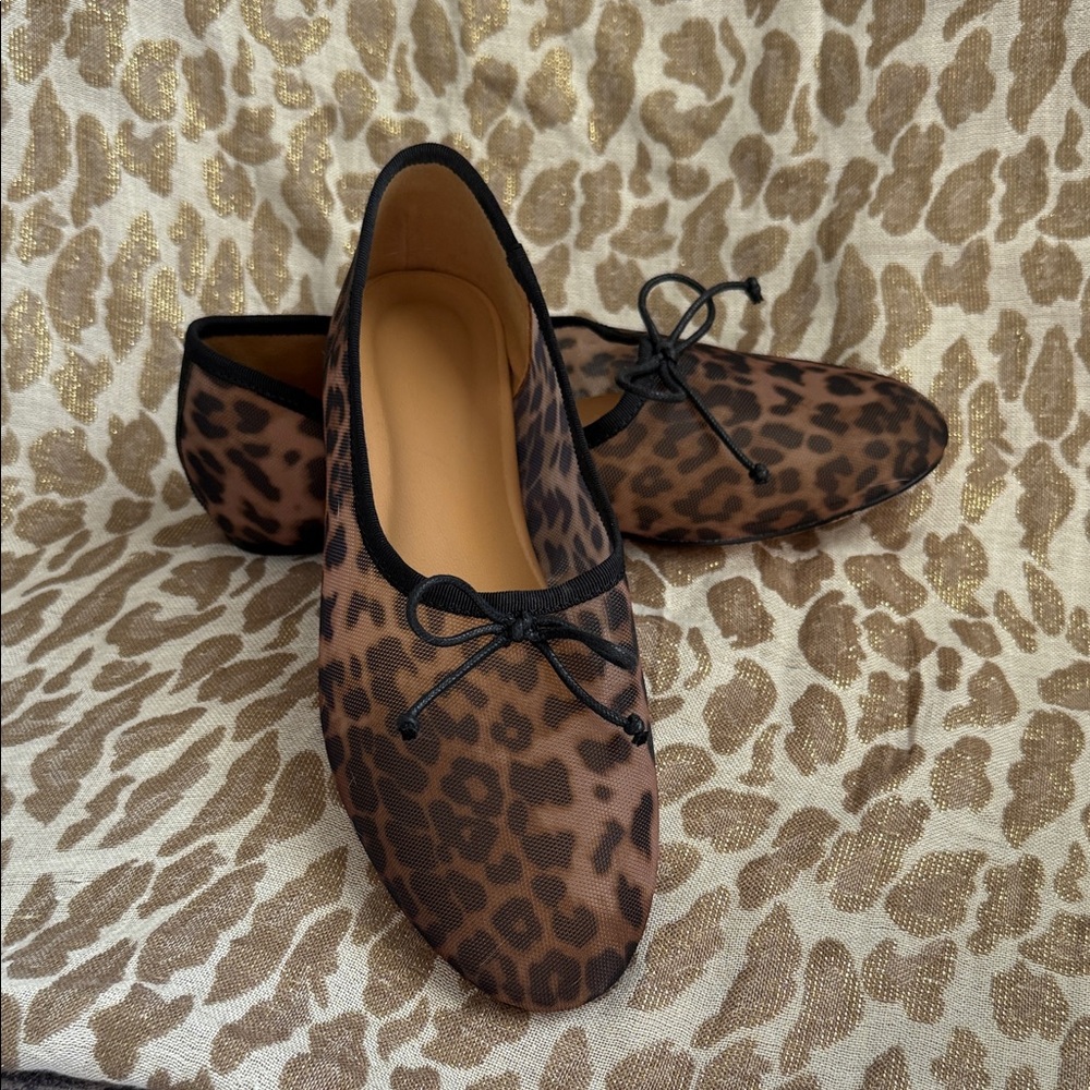 Leopard Print Women's Mesh Ballet Shoes Size 8